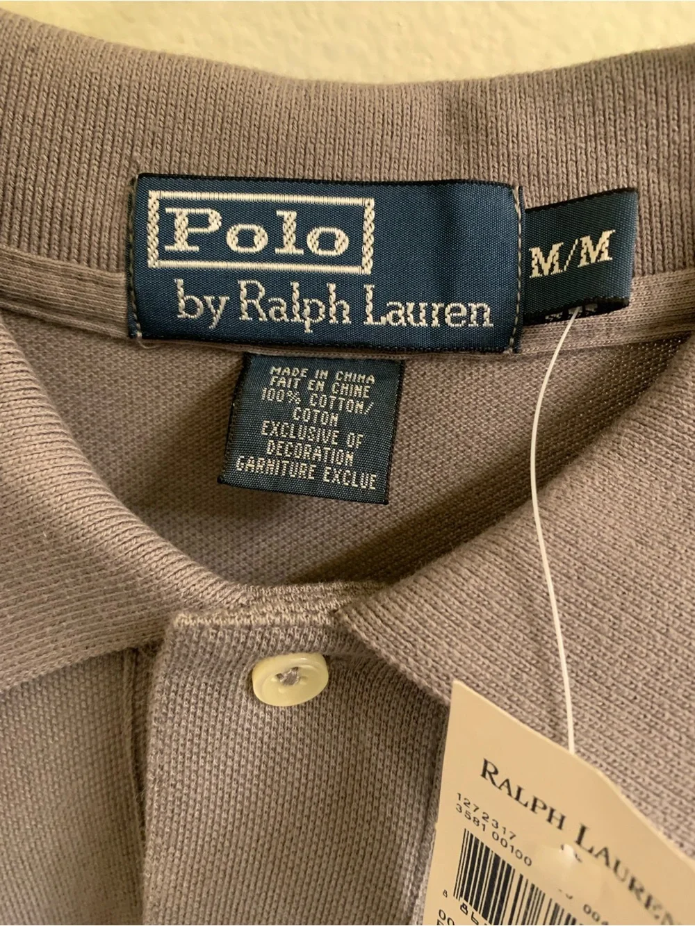 Ralph Lauren Polo Shirt Taupe with Navy Pony Embroidery